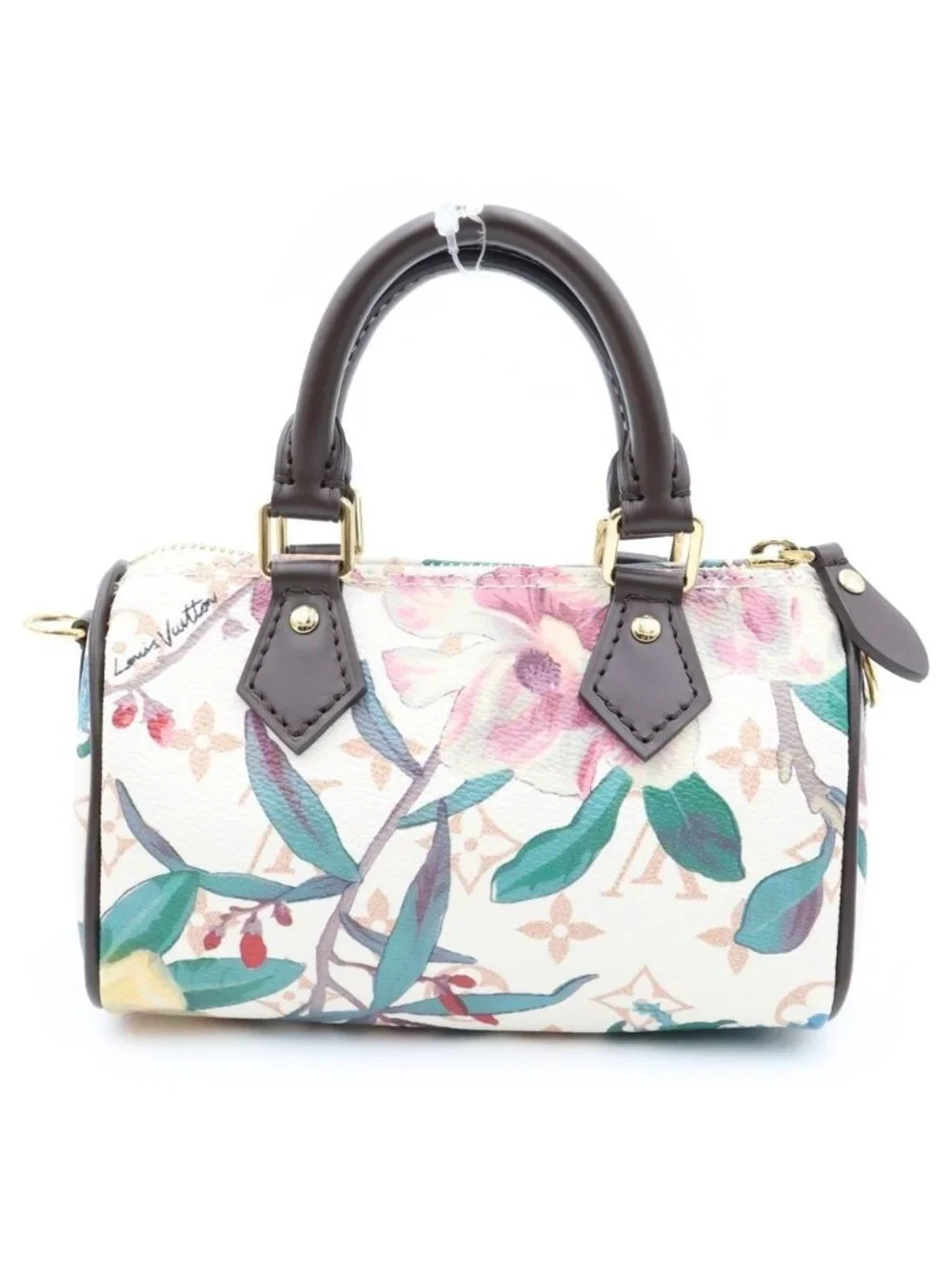 Louis Vuitton Monogram Dune Nano Speedy 2-Way Shoulder Bag White Brown Leather